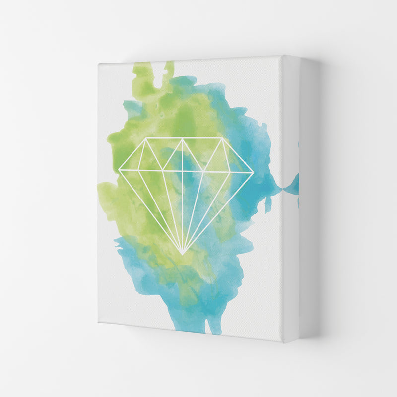 Geo Diamond Turquoise Multi Watercolour Modern Print Canvas