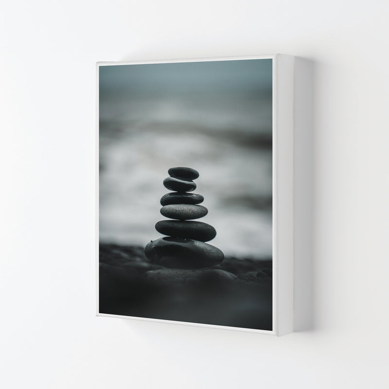 Black Pebble Stack Modern Print, Framed Botanical & Nature Art Print Canvas