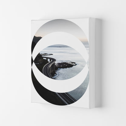 Black Road Oval Modern Print, Framed Botanical & Nature Art Print Canvas