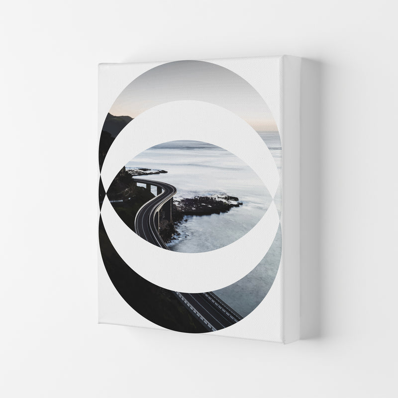 Black Road Oval Modern Print, Framed Botanical & Nature Art Print Canvas