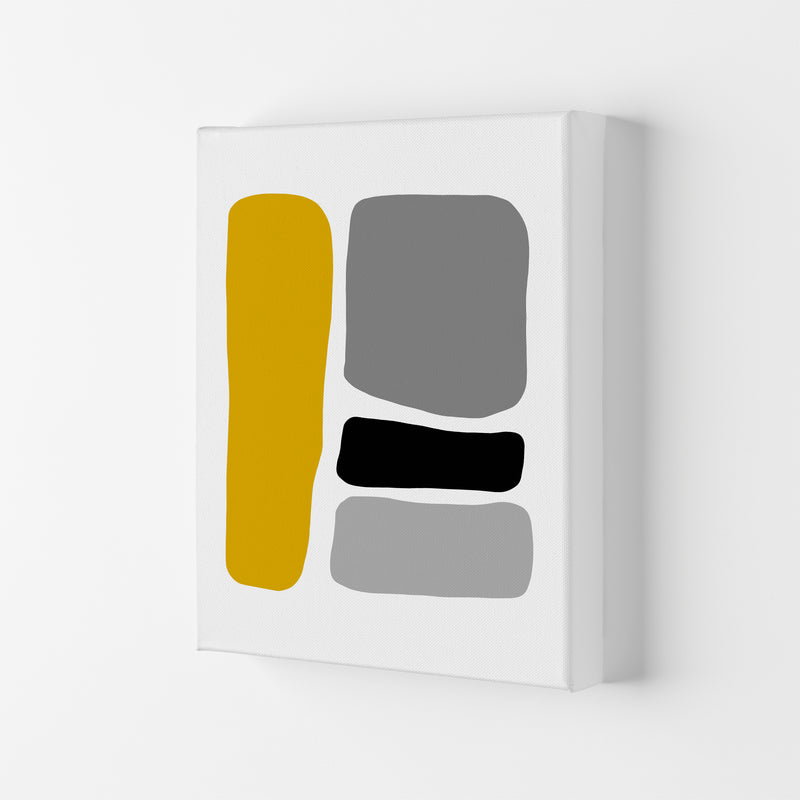 Mustard And Black Abstract Stones 1 Art Print by Pixy Paper Canvas