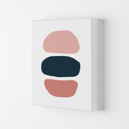 Pink And Navy Abstract Stones 1 Art Print by Pixy Paper Canvas