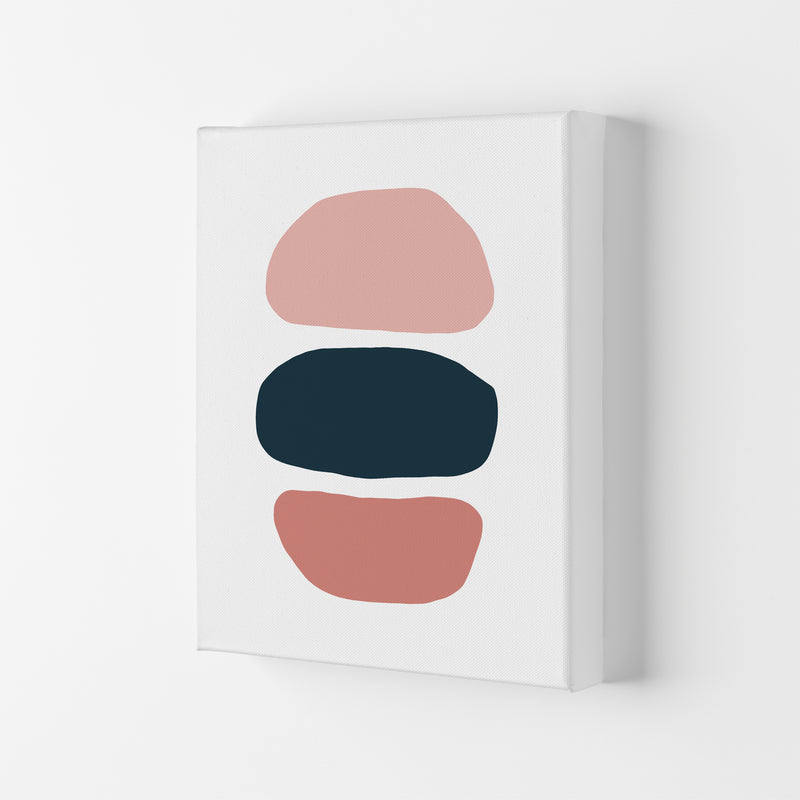 Pink And Navy Abstract Stones 1 Art Print by Pixy Paper Canvas
