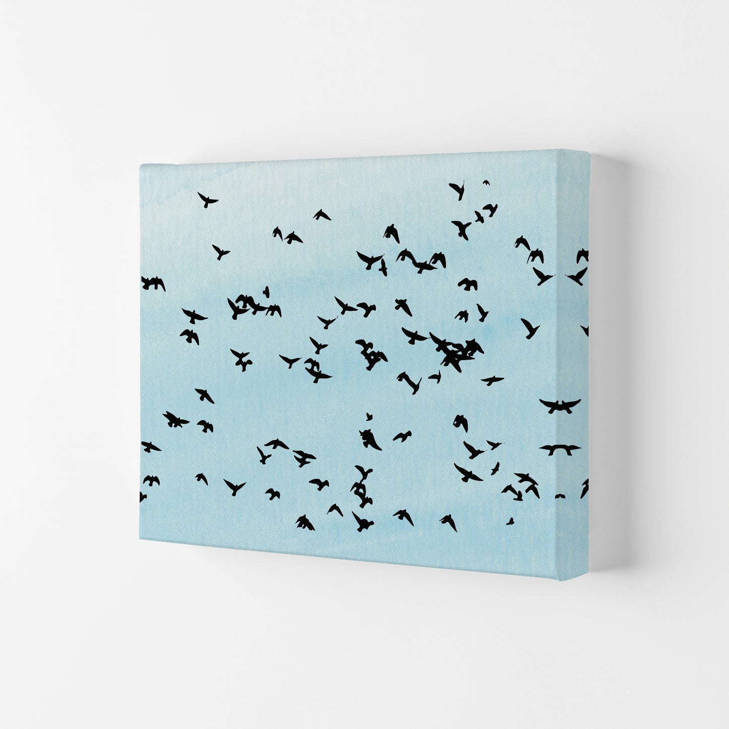 Flock Of Birds Landscape Blue Sky Art Print by Pixy Paper Canvas