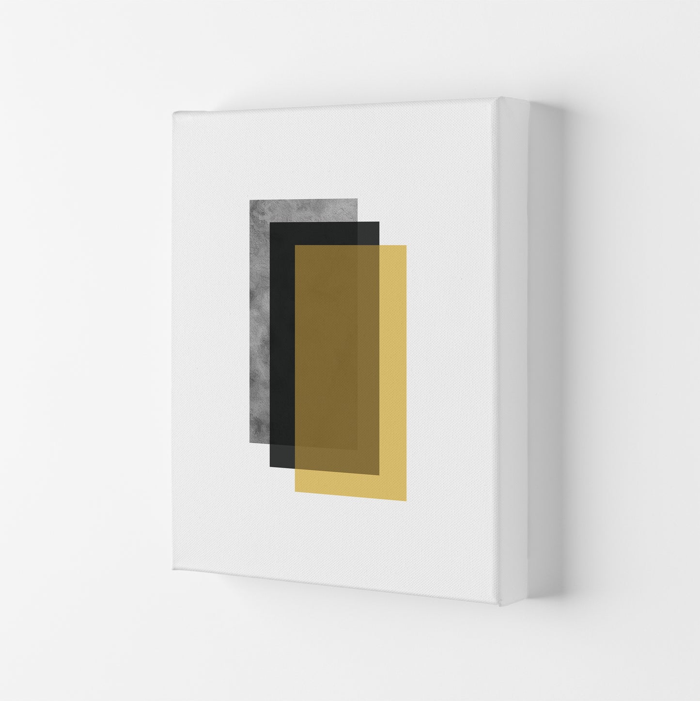 Geometric Mustard And Black Rectangles  Art Print by Pixy Paper Canvas