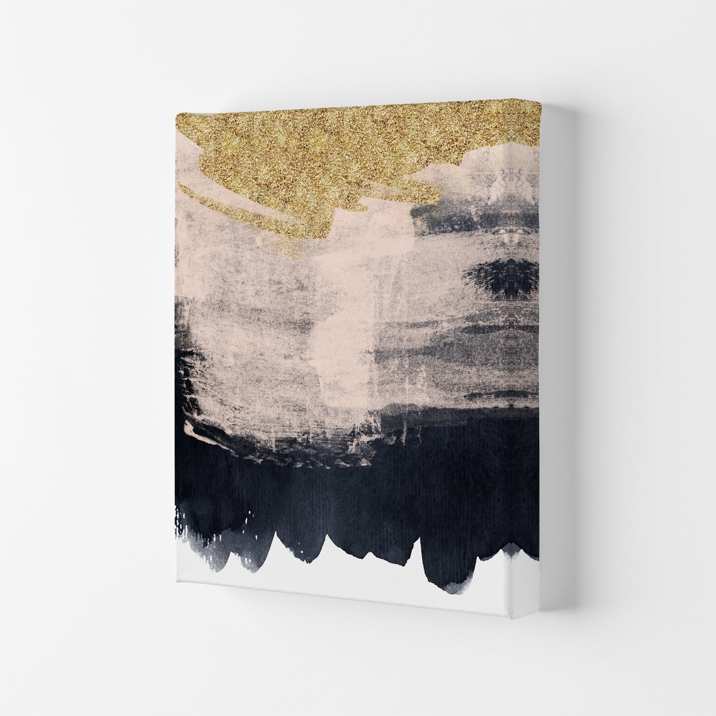 Lux Full Navy And Pink Paint Strokes  Art Print by Pixy Paper Canvas