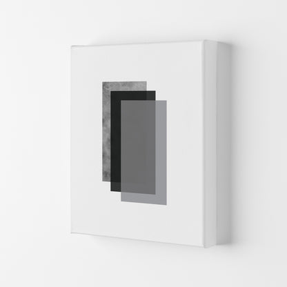 Geometric Grey And Black Rectangles  Art Print by Pixy Paper Canvas