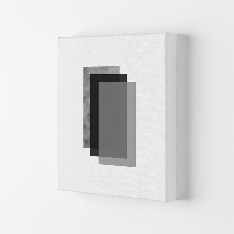 Geometric Grey And Black Rectangles  Art Print by Pixy Paper Canvas