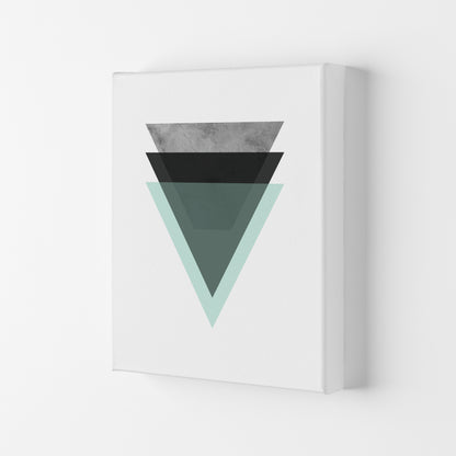 Geometric Mint And Black Triangles  Art Print by Pixy Paper Canvas
