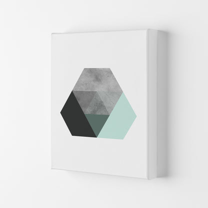 Geometric Mint And Black Hexagon  Art Print by Pixy Paper Canvas