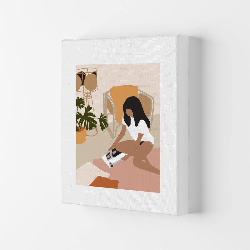 Mica Girl With Magazine N4  Art Print by Pixy Paper Canvas