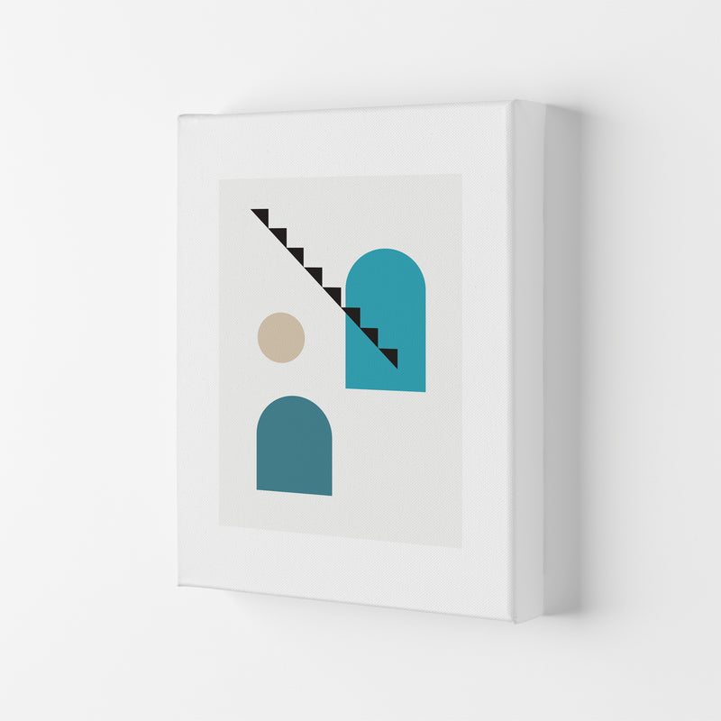 Mita Teal Stairs Left N3  Art Print by Pixy Paper Canvas