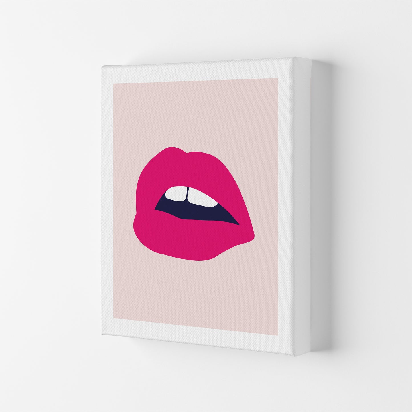 Pink Lips Salmon Back  Art Print by Pixy Paper Canvas