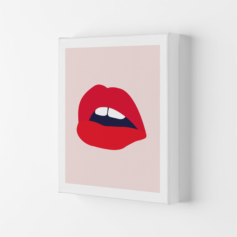 Red Lips Salmon Back  Art Print by Pixy Paper Canvas