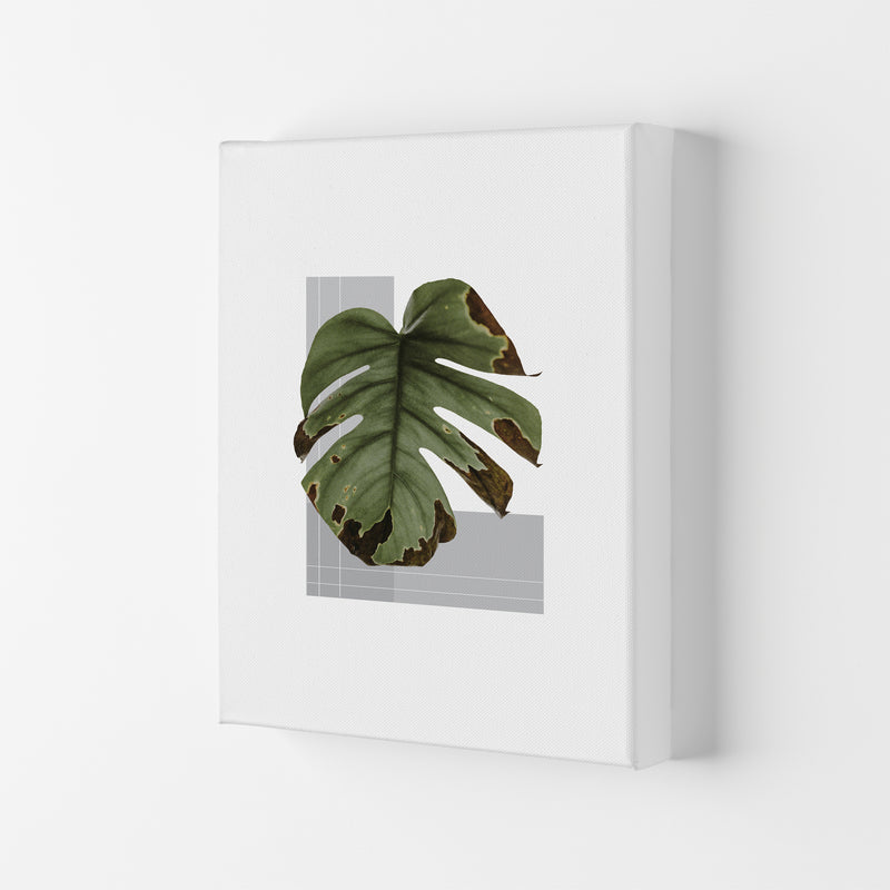 Green Leaf Grey  Art Print by Pixy Paper Canvas