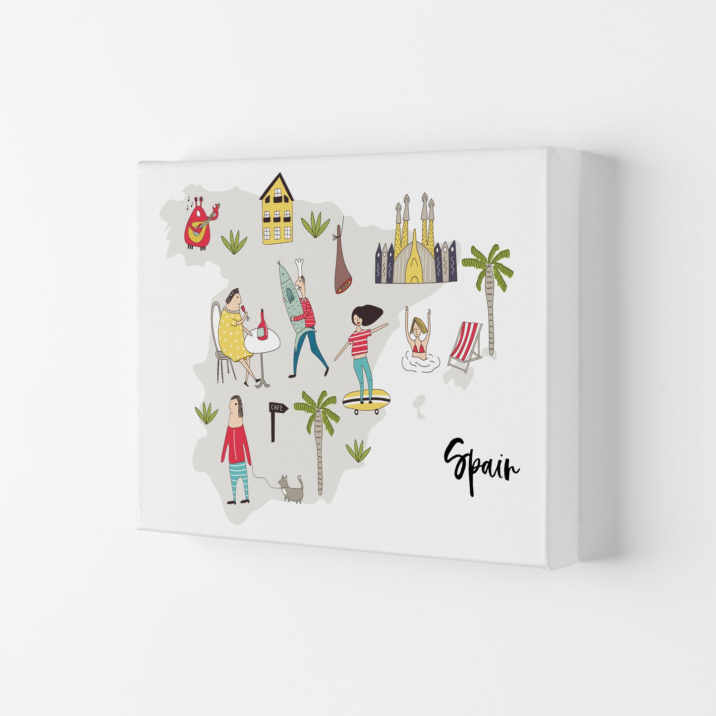 Spain Map  Art Print by Pixy Paper Canvas