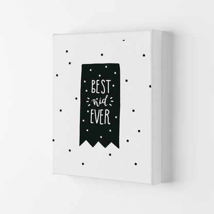 Best Kid Ever Flag Black Super Scandi  Art Print by Pixy Paper Canvas