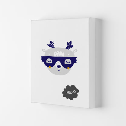 Hello Animal Navy Uper Scandi  Art Print by Pixy Paper Canvas