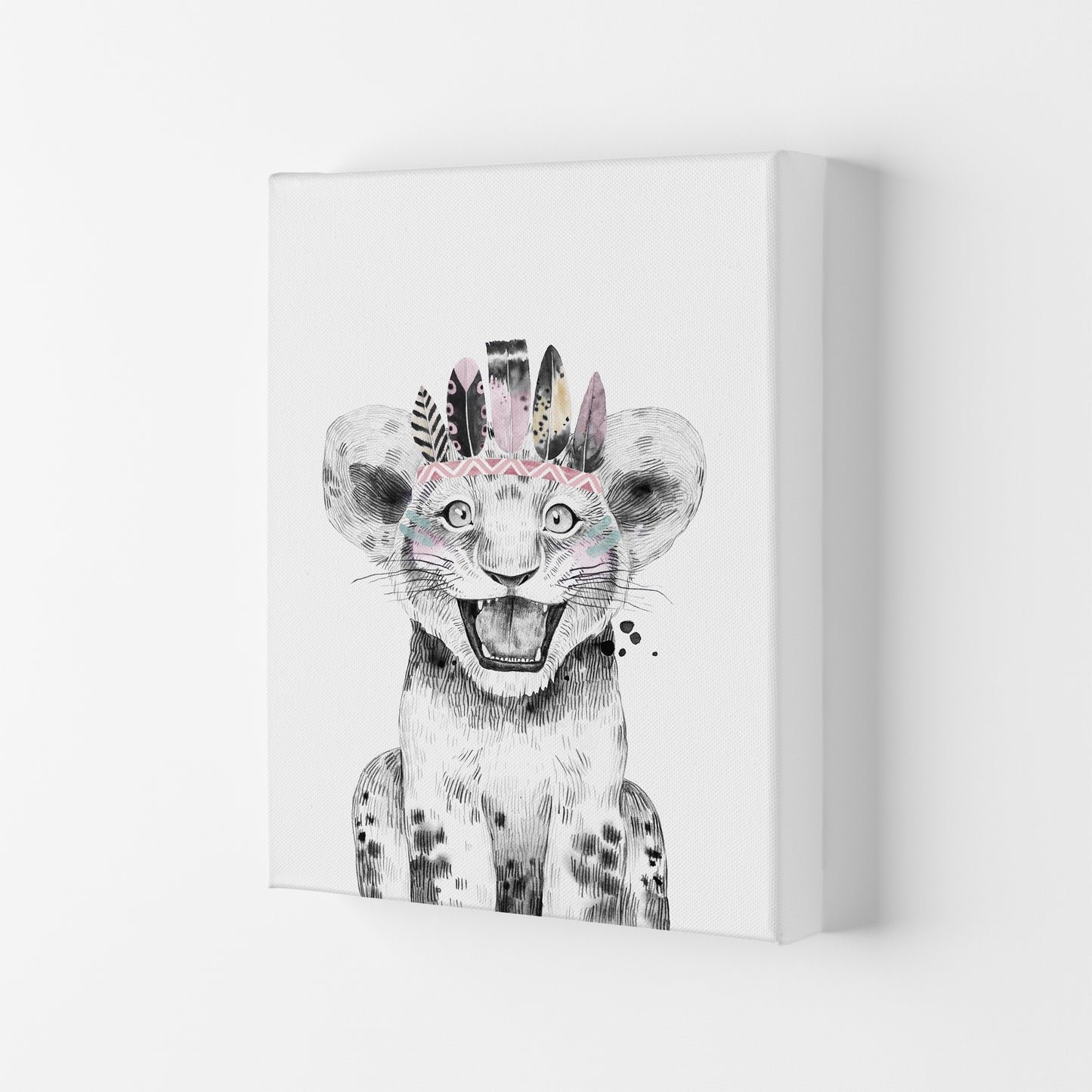 Safari Babies Tiger Feathers  Art Print by Pixy Paper Canvas