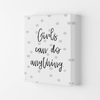 Girls Can Do Anything Grey  Art Print by Pixy Paper Canvas