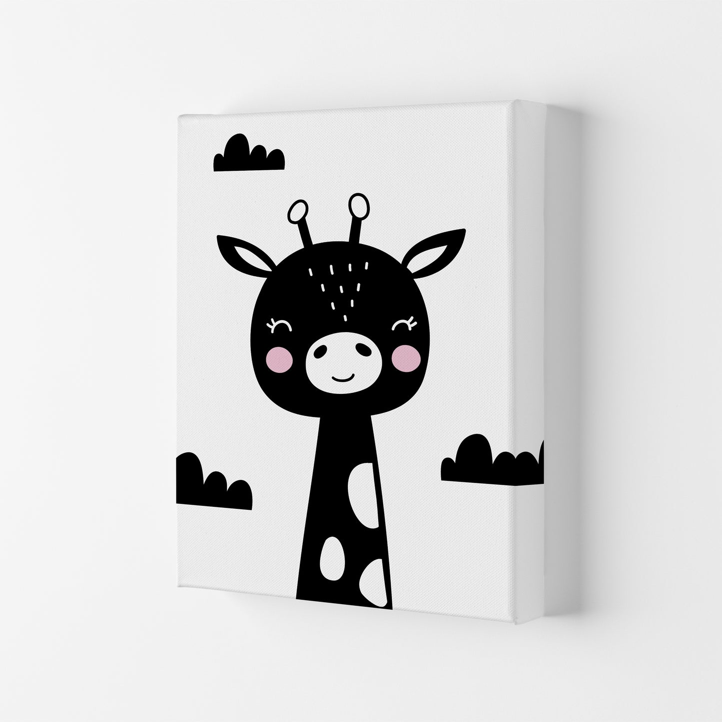 Giraffe Black  Art Print by Pixy Paper Canvas