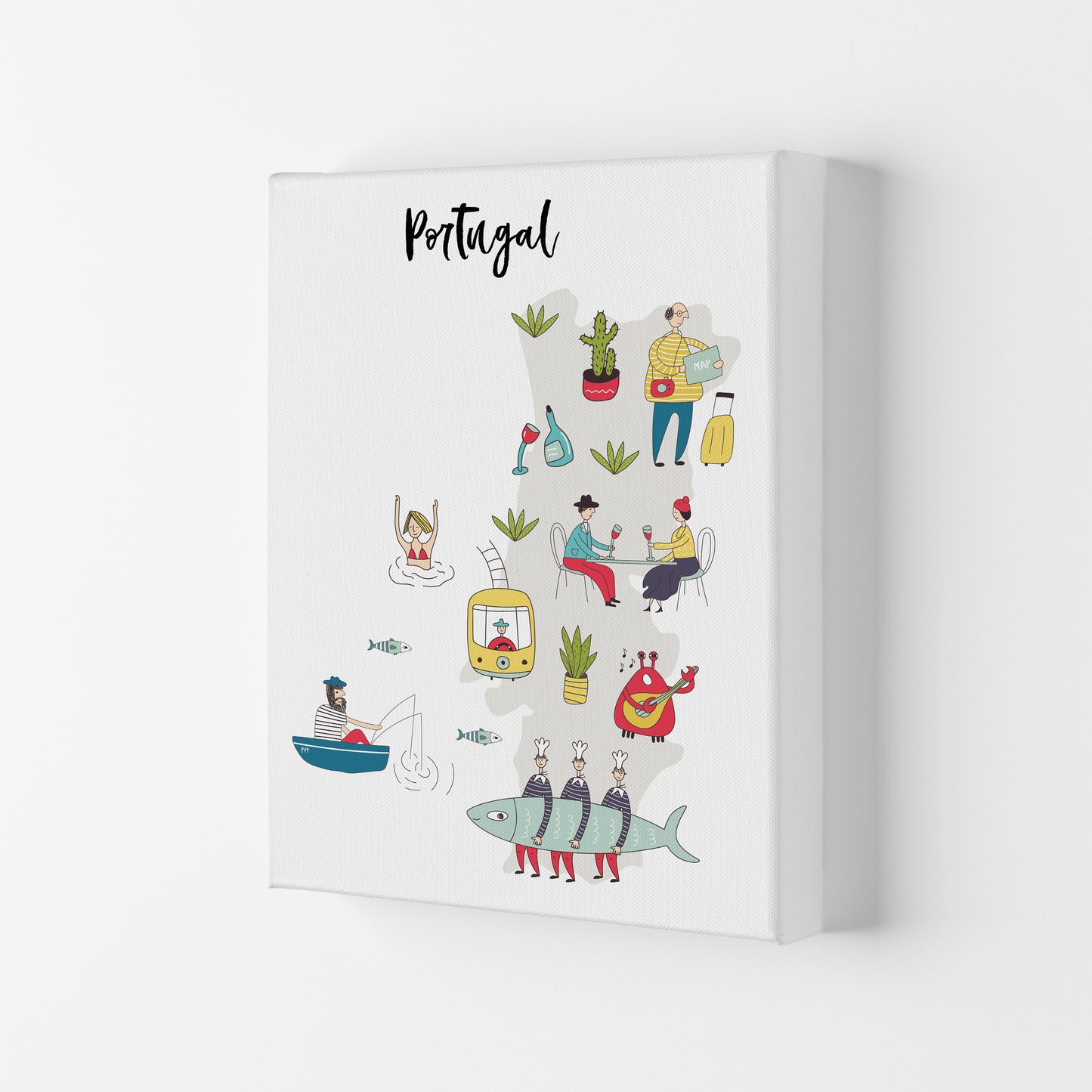Portugal Map  Art Print by Pixy Paper Canvas