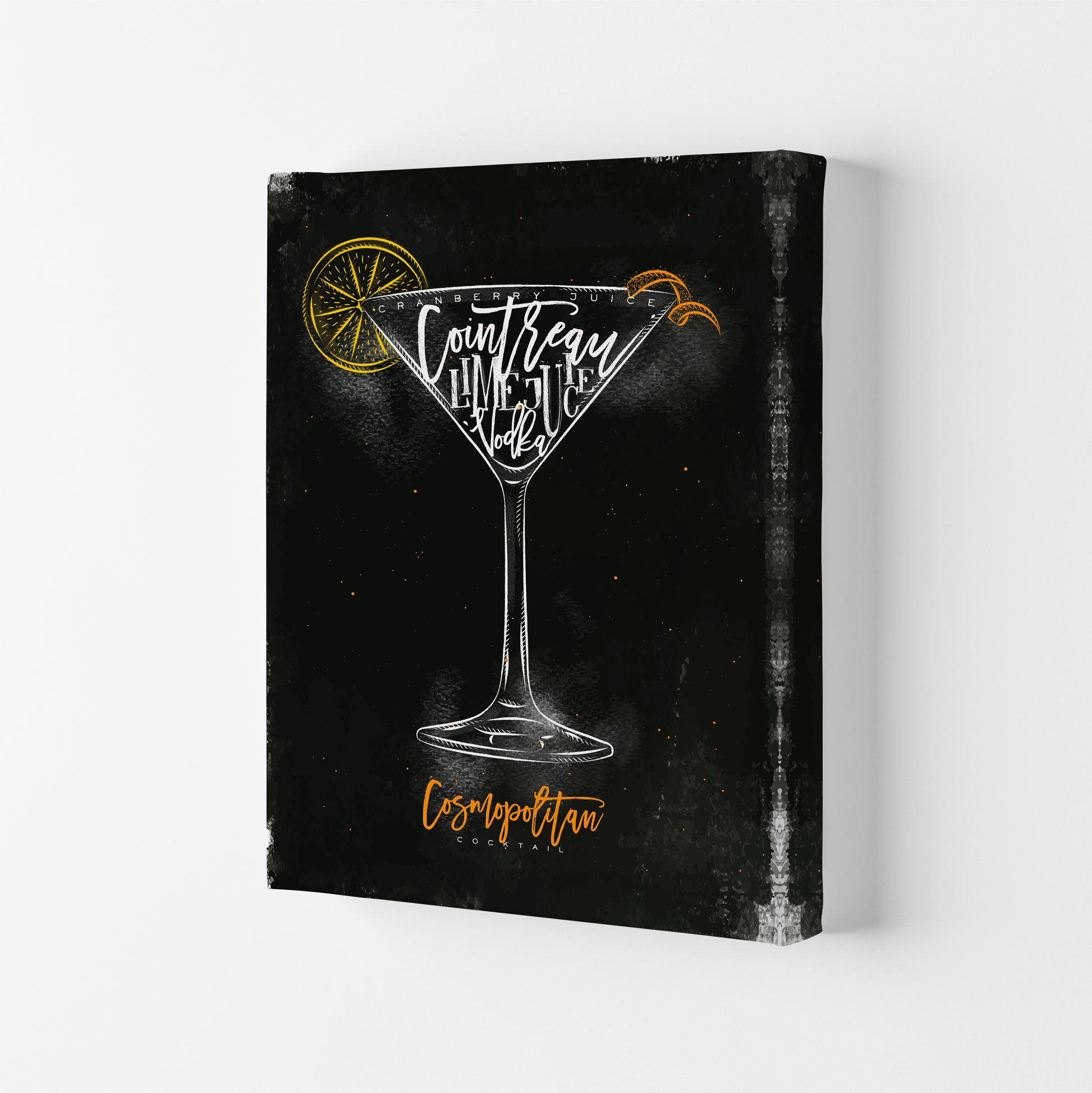 Cosmopolitan Cocktail Black  Art Print by Pixy Paper Canvas