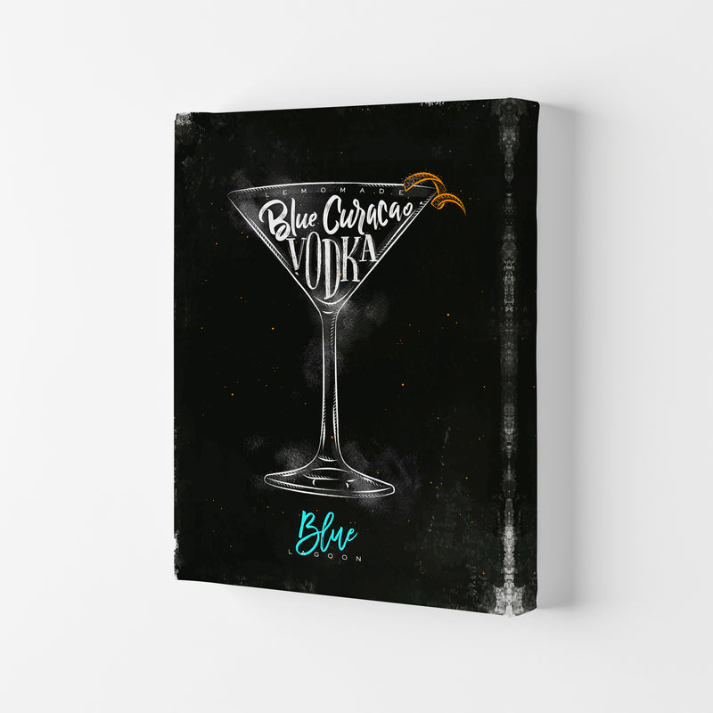 Blue Lagoon Cocktail Black  Art Print by Pixy Paper Canvas