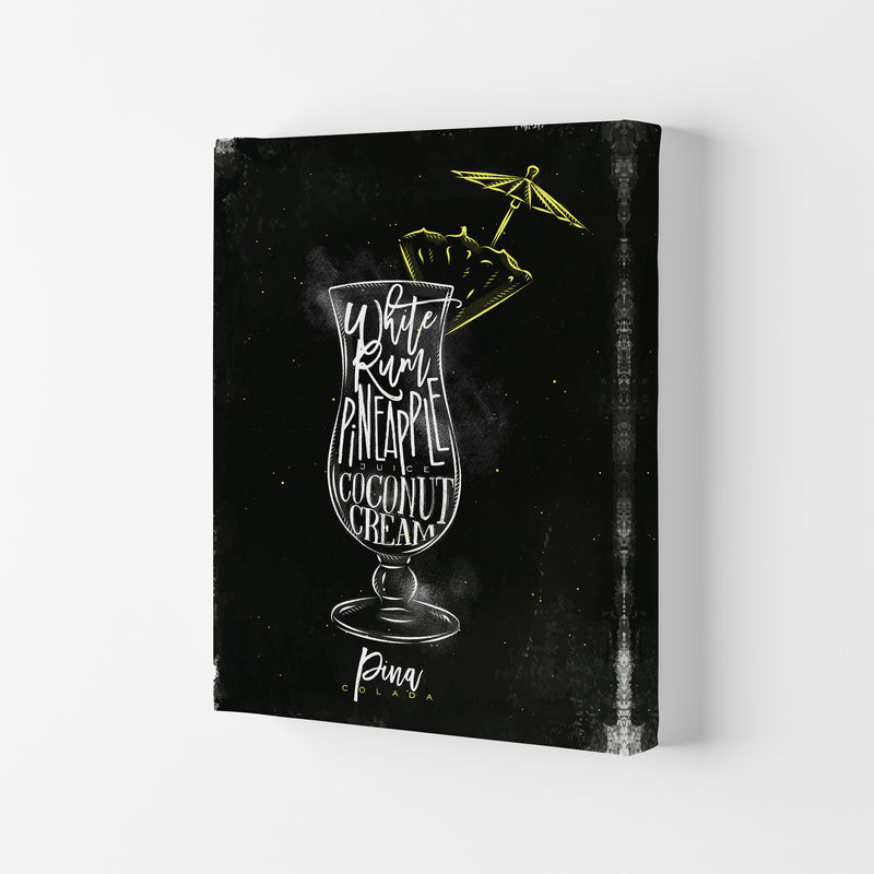 Pina Colada Cocktail Black  Art Print by Pixy Paper Canvas