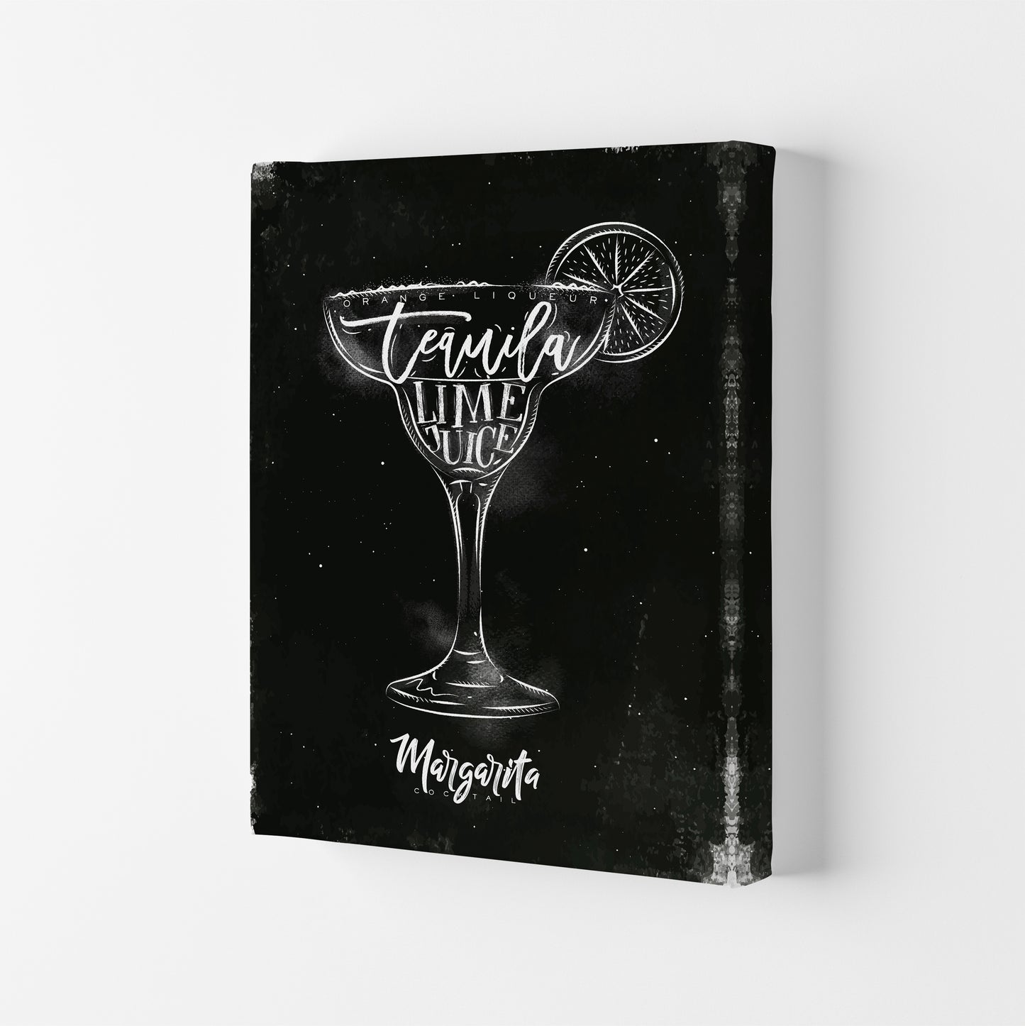 Margarita Cocktail Black  Art Print by Pixy Paper Canvas