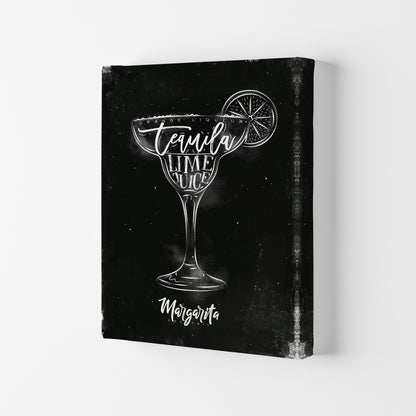 Margarita Cocktail Black  Art Print by Pixy Paper Canvas