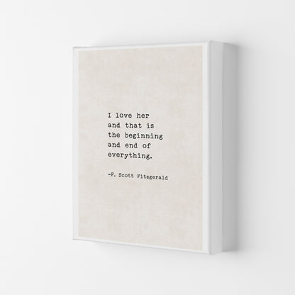 I Love Her - Fitzgerald  Art Print by Pixy Paper Canvas