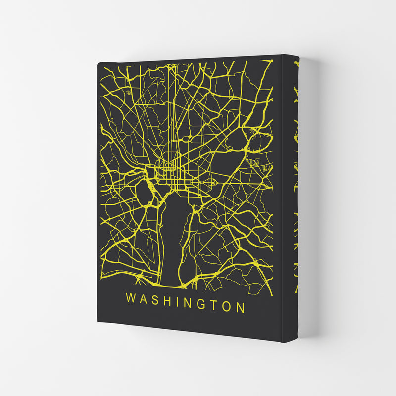Washington Map Neon Art Print by Pixy Paper Canvas