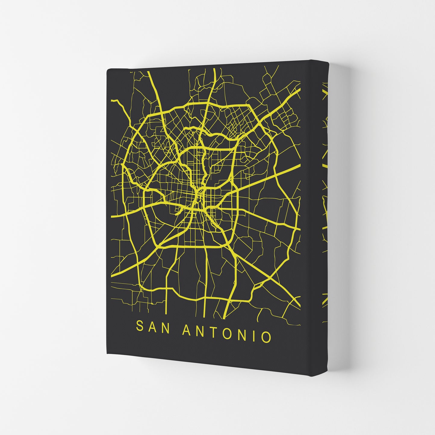 San Antonio Map Neon Art Print by Pixy Paper Canvas