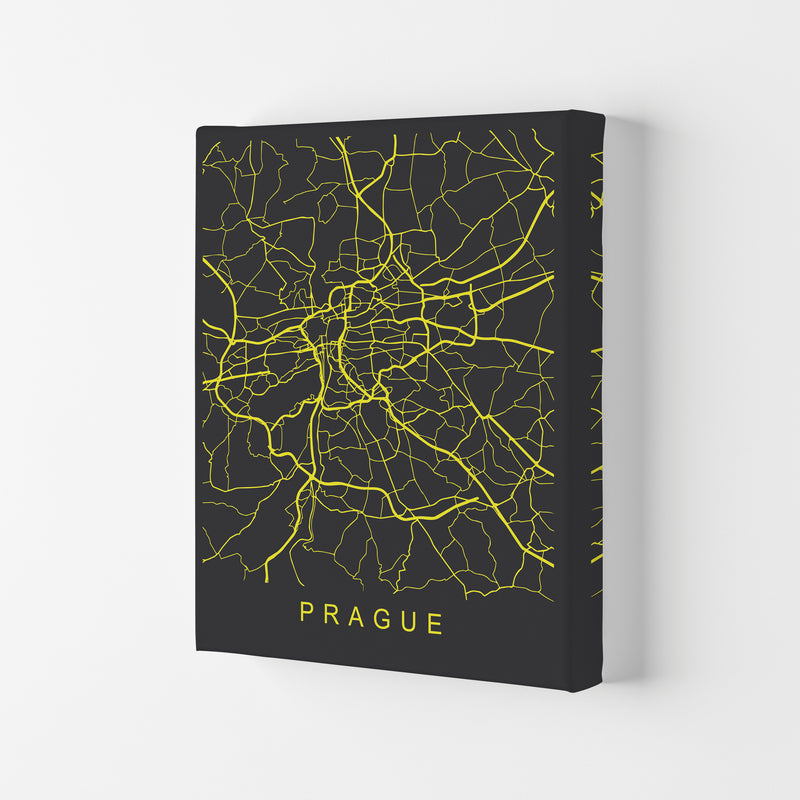 Prague Map Neon Art Print by Pixy Paper Canvas