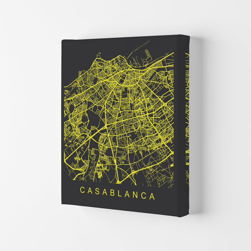 Casablanca Map Neon Art Print by Pixy Paper Canvas