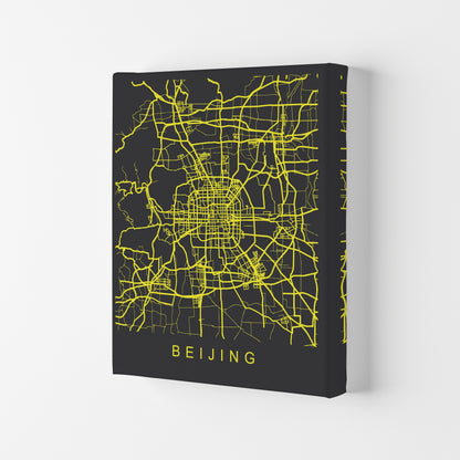 Beijing Map Neon Art Print by Pixy Paper Canvas