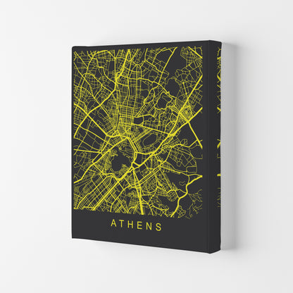 Athens Map Neon Art Print by Pixy Paper Canvas