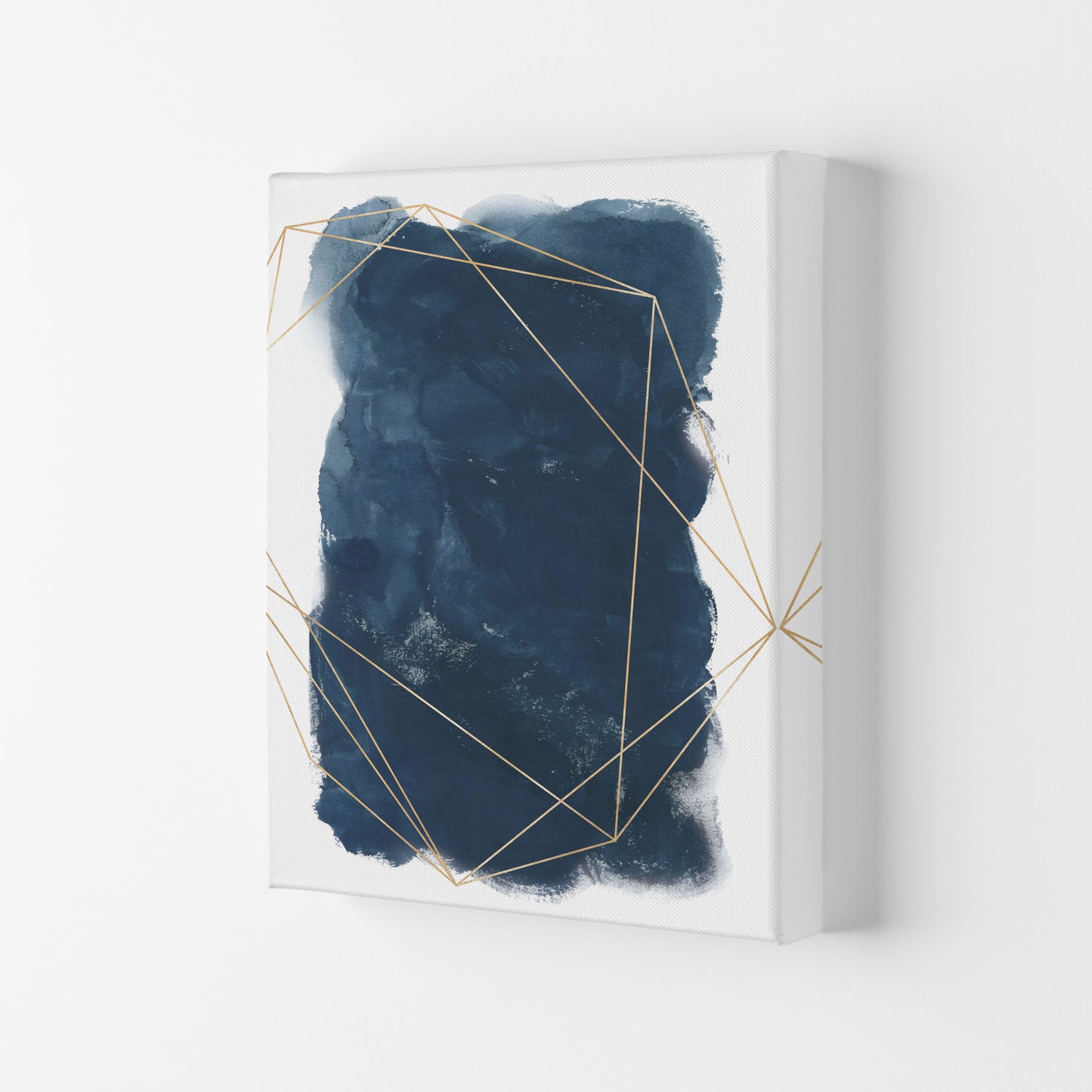 Aztec Navy Watercolour Art Print by Pixy Paper Canvas