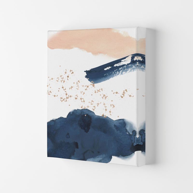 Aztec Blush and Navy Watercolour 01 Art Print by Pixy Paper Canvas