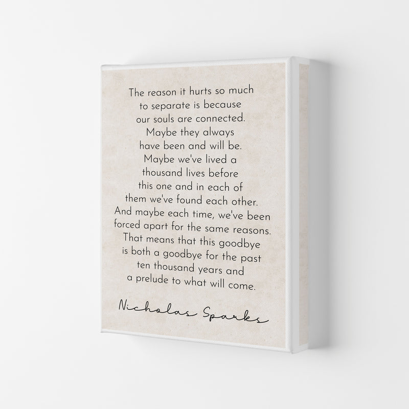 Our Souls - Nicholas Sparks Art Print by Pixy Paper Canvas