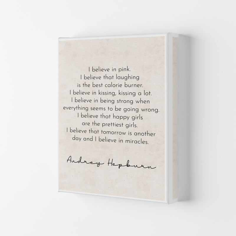 Happy Girls Are The Prettiest - Audrey Hepburn Art Print by Pixy Paper Canvas