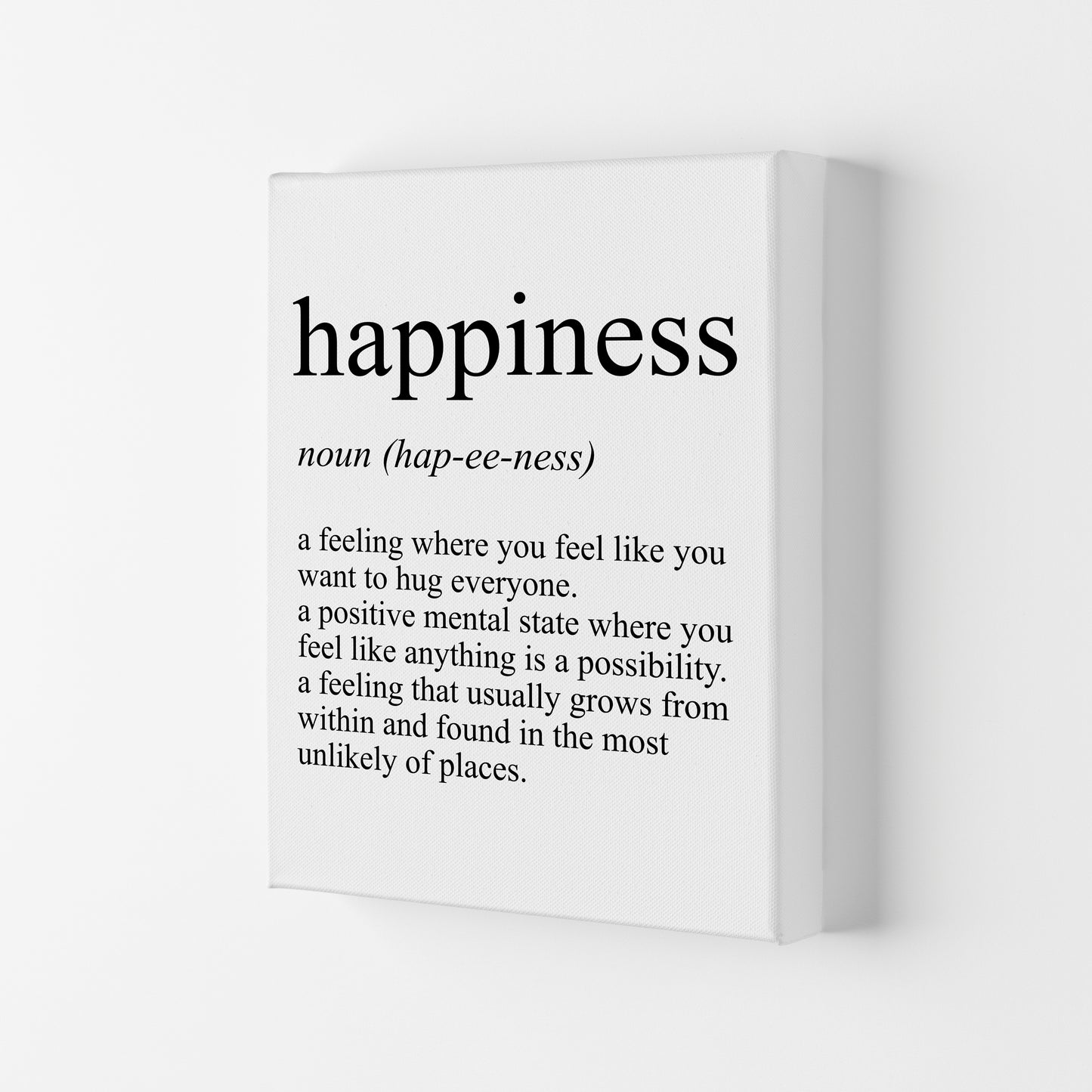 Happiness Definition Art Print by Pixy Paper Canvas