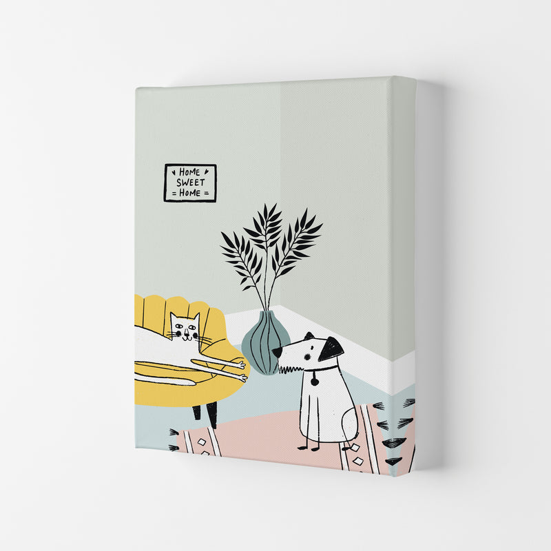 Dog and Cat Chat Art Print by Pixy Paper Canvas