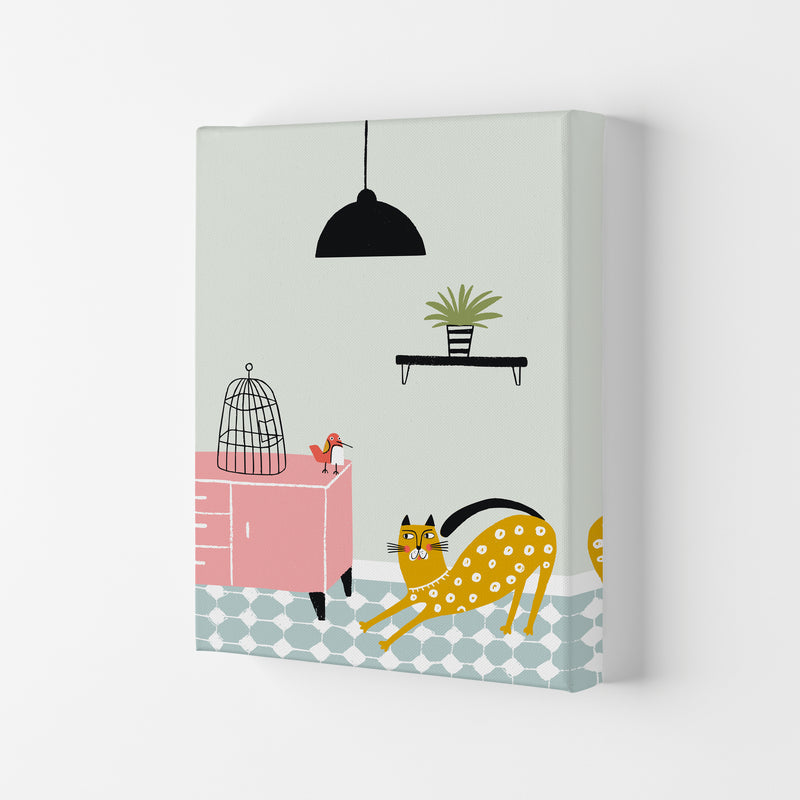 Cat and Bird Art Print by Pixy Paper Canvas