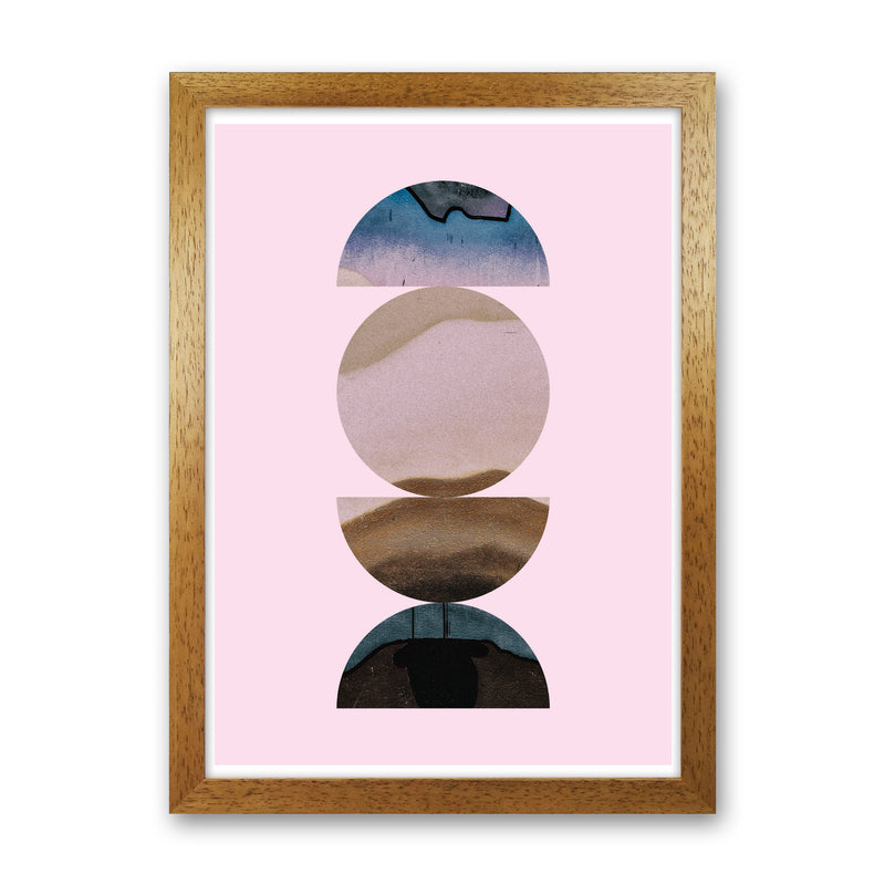Abstract Circles Pink Background Modern Print Oak Grain