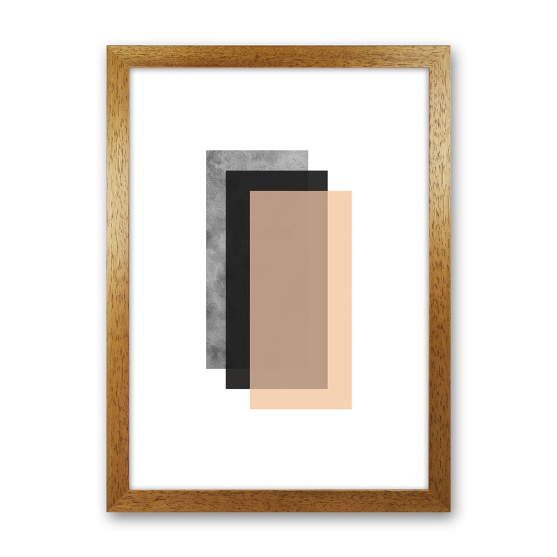 Peach And Black Abstract Rectangles Modern Print Oak Grain