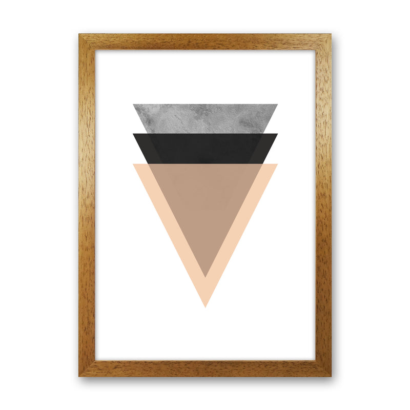 Peach And Black Abstract Triangles Modern Print Oak Grain