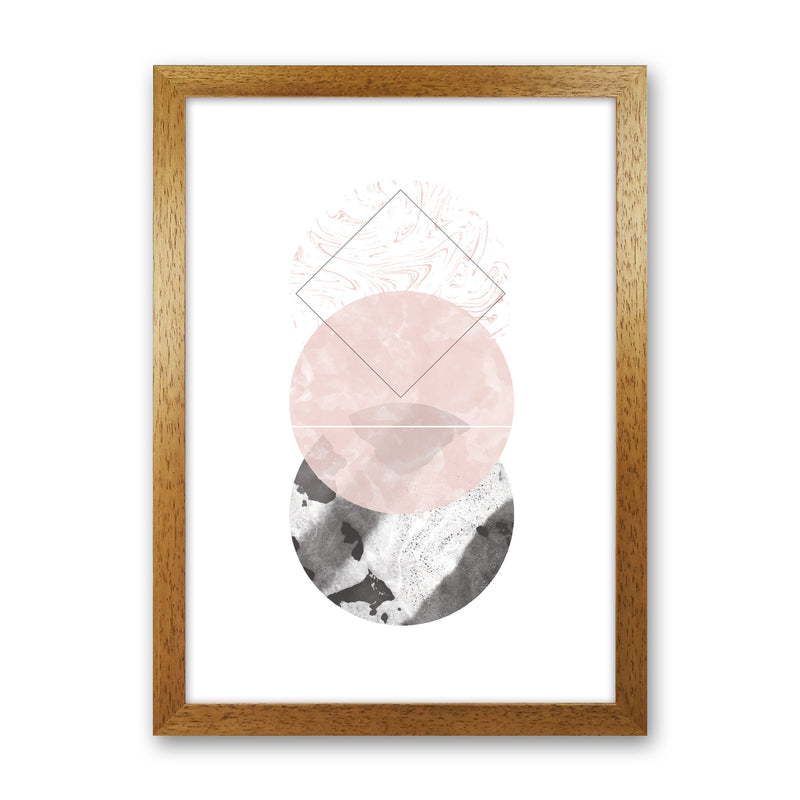 Black And Pink Marble Abstract Circles Modern Print Oak Grain