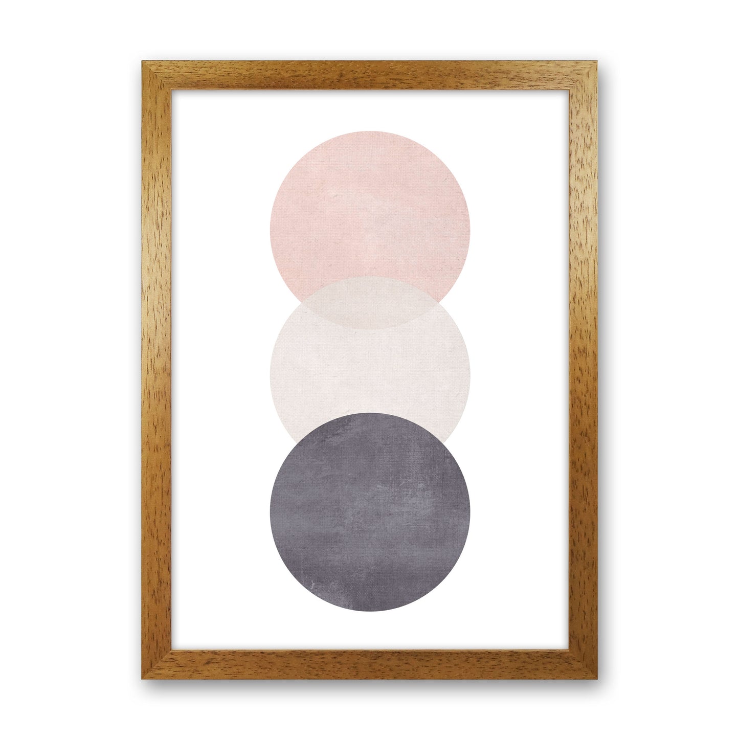 Cotton, Pink And Grey Abstract Circles Modern Print Oak Grain